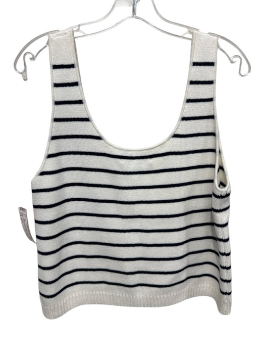 La Ligne Size XL White & Black Cotton Stripe Sleeveless Scoop Neck Top White & Black / XL