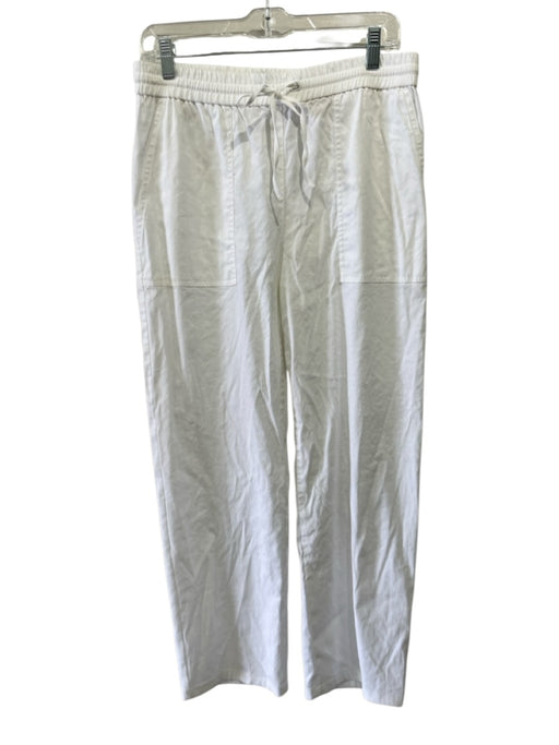 Theory Size M White Linen & Lyocell Elastic Drawstring Waist Straight Leg Pants White / M