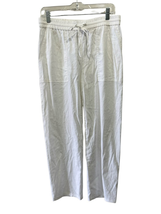 Theory Size M White Linen & Lyocell Elastic Drawstring Waist Straight Leg Pants White / M