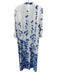 Ro's Garden Size S White & Blue Cotton 3/4 Sleeve Floral Embroidery Midi Dress White & Blue / S