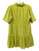 Tuckernuck Size S Chartreuse Green Cotton Short Sleeve Eyelet Knee length Dress Chartreuse Green / S