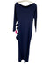 Chiara Boni Size S Navy Blue Polyamide & Elastane Long Sleeve Pleated Gown Navy Blue / S
