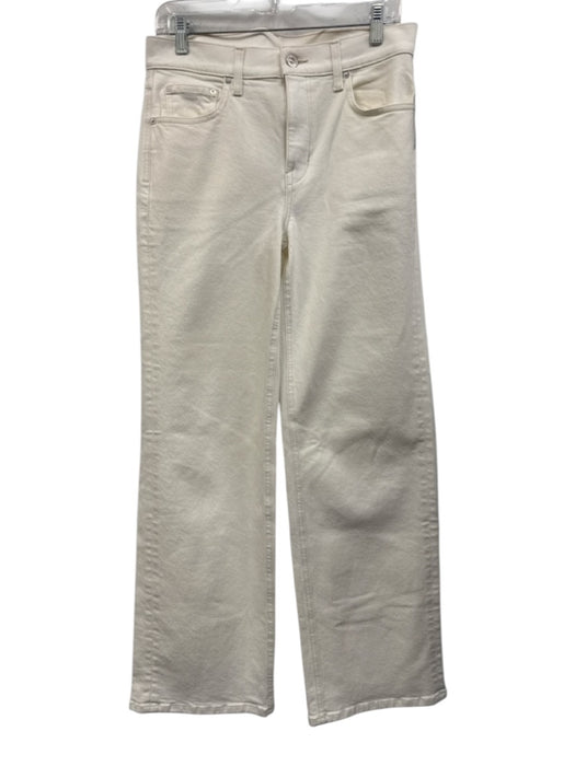 AYR Size 29 Cream White Cotton & Viscose High Rise Straight Wide Jeans Cream White / 29