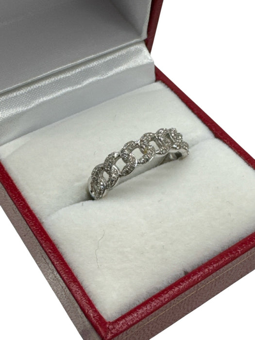 No Brand White Gold 14K Diamond Chain Link Band Ring