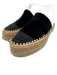 Chanel Shoe Size 39 Black & Beige Suede Espadrille Mule Closed Toe Cap Toe Flats Black & Beige / 39