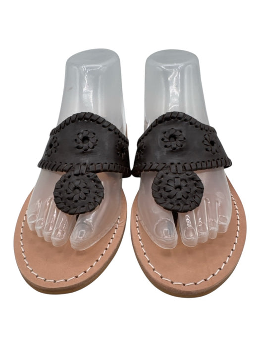 Jack Rogers Shoe Size 8.5 Brown Leather Whipstitch Flats Sandals Brown / 8.5