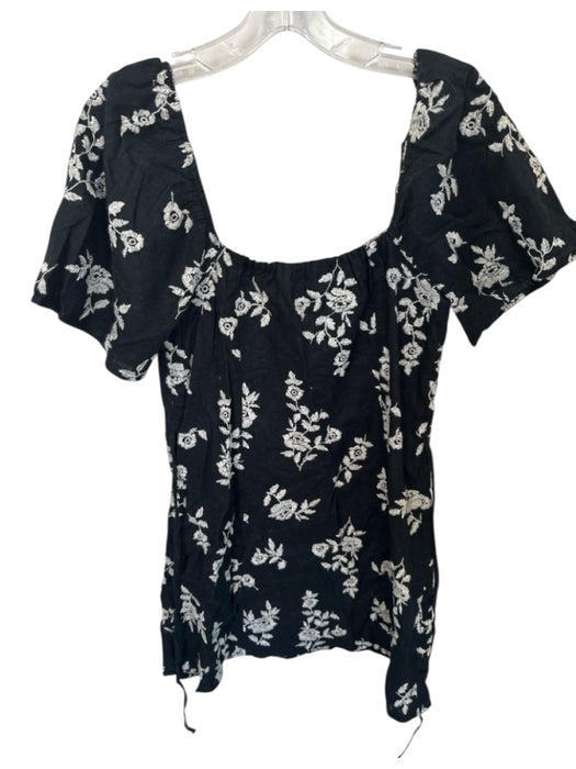 Abercrombie & Fitch Size M Black & White Linen Blend Short Sleeve Buttons Dress Black & White / M