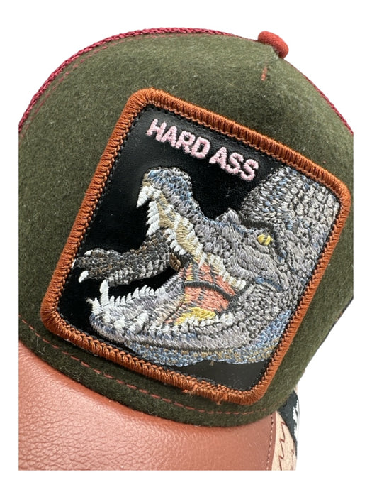 Goorin Bros Like New Tan & Green Print Wool Blend Aligator Trucker Men's Hat