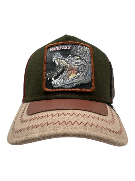Goorin Bros Like New Tan & Green Print Wool Blend Aligator Trucker Men's Hat