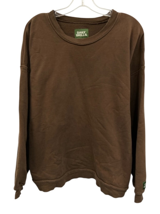 Daily Drills Size XS/S Brown Cotton Crew Neck Logo Band Long Sleeve Sweater Brown / XS/S