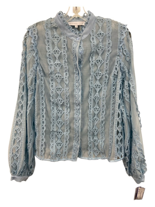 endless rose Size XS Light Blue Polyester Mock Neck Lace Trim Long Sleeve Top Light Blue / XS