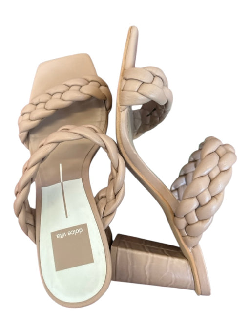 Dolce Vita Shoe Size 7 nude Leather Braided Block Heel Square Toe Sandals nude / 7