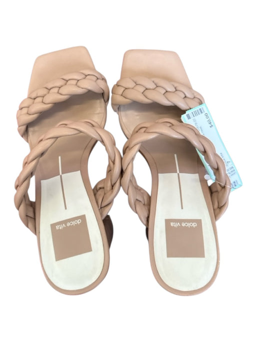 Dolce Vita Shoe Size 7 nude Leather Braided Block Heel Square Toe Sandals nude / 7