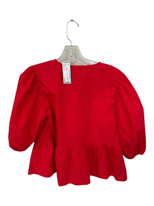Olivaceous Size S Red Cotton 3/4 Balloon Sleeve Front Tie Top Red / S