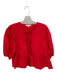 Olivaceous Size S Red Cotton 3/4 Balloon Sleeve Front Tie Top Red / S