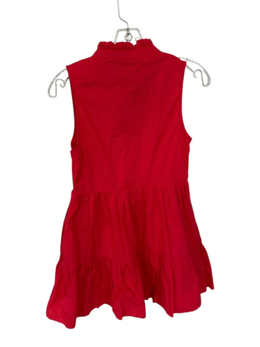 Karlie Size S Tomato Cotton Sleeveless Ruffle Collar V Neck Dress Tomato / S