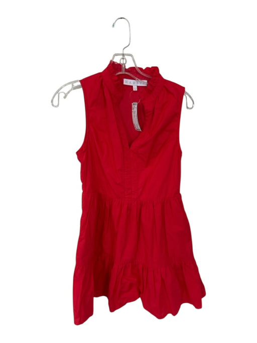 Karlie Size S Tomato Cotton Sleeveless Ruffle Collar V Neck Dress Tomato / S