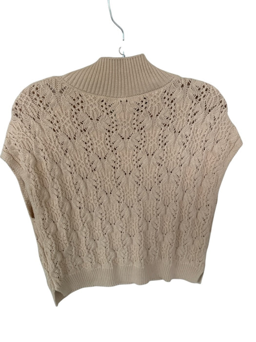 Free People Size S Tan Cotton Cap Sleeve Mock Neck Knit Top Tan / S