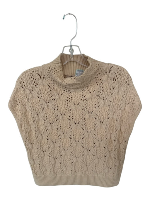 Free People Size S Tan Cotton Cap Sleeve Mock Neck Knit Top Tan / S