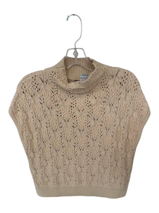 Free People Size S Tan Cotton Cap Sleeve Mock Neck Knit Top Tan / S