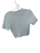 ASTR Size S Baby Blue Cotton Short Sleeve Cable Knit Crew Neck Sweater Baby Blue / S