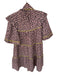 Crosby Size Est S Tan & black Polyester Short Sleeve Animal Print Ruffles Dress Tan & black / Est S