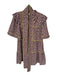 Crosby Size Est S Tan & black Polyester Short Sleeve Animal Print Ruffles Dress Tan & black / Est S