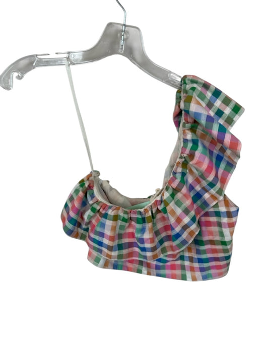 Sezane Size 38 Multi Viscose Blend One Shoulder Checkered Side Zip Cropped Top Multi / 38