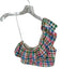 Sezane Size 38 Multi Viscose Blend One Shoulder Checkered Side Zip Cropped Top Multi / 38
