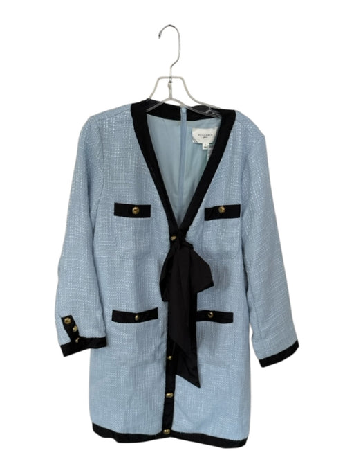 Pomander Place Size L Blue & Black Polyester Long Sleeve Tweed Front Tie Dress Blue & Black / L