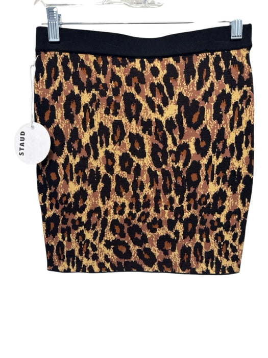 Staud Size S Black & Brown Viscose Blend Elastic Waistband Knit Mini Skirt Black & Brown / S