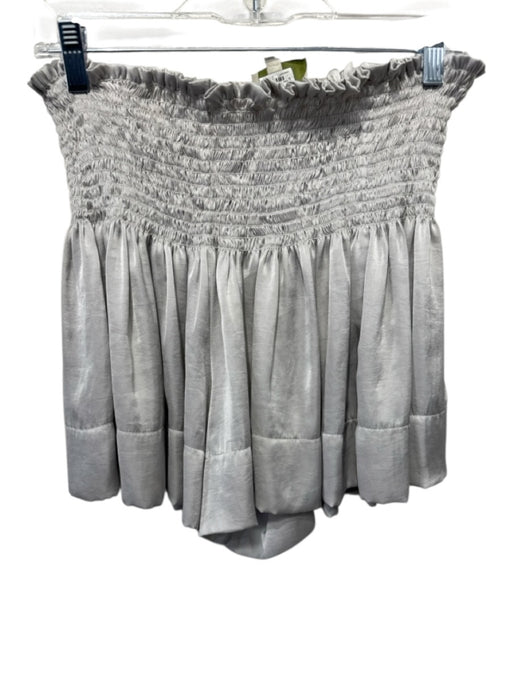 Koch Size S Taupe Gray Polyester Shirred Waist Satin Gathered Waist Mini Shorts Taupe Gray / S