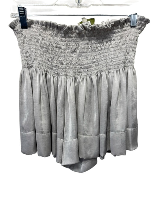 Koch Size S Taupe Gray Polyester Shirred Waist Satin Gathered Waist Mini Shorts Taupe Gray / S
