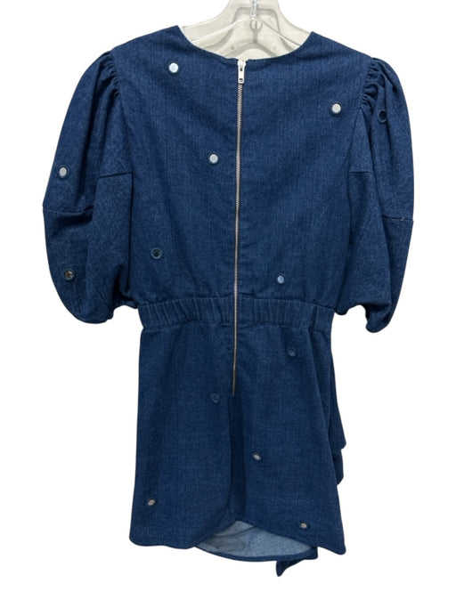 Rhode Size 2 Dark Wash Cotton Short Balloon Sleeve Back Zip Knee Length Dress Dark Wash / 2