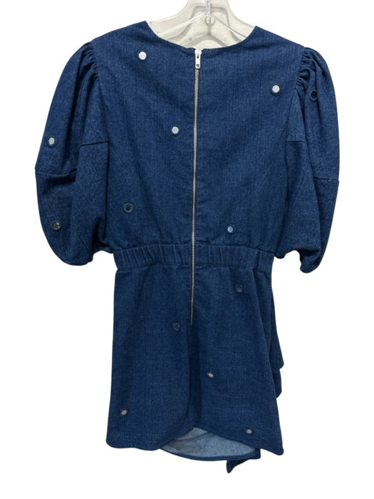 Rhode Size 2 Dark Wash Cotton Short Balloon Sleeve Back Zip Knee Length Dress Dark Wash / 2