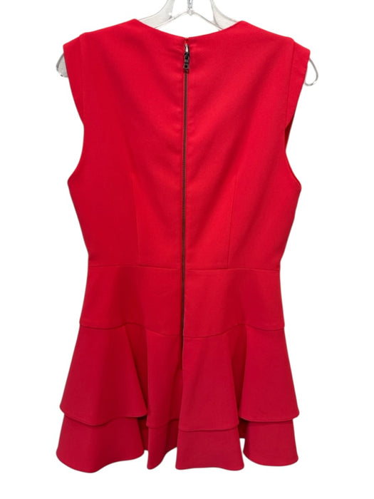 Alice + Olivia Classics Size 8 Red Polyester Cap Sleeve V Neck Back Zip Dress Red / 8