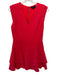 Alice + Olivia Classics Size 8 Red Polyester Cap Sleeve V Neck Back Zip Dress Red / 8