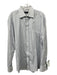 Canali Size 16.5 Blue & White Cotton Stripe Button Up Men's Long Sleeve Shirt 16.5