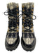 Tory Burch Shoe Size 8.5 Black & Cream Leather Trim Lace Up Boucle Logo Boots Black & Cream / 8.5