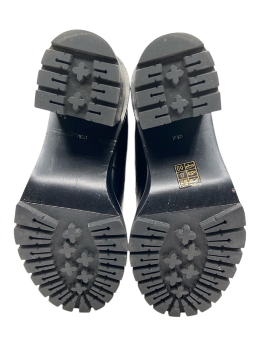 Tory Burch Shoe Size 8.5 Black & Cream Leather Trim Lace Up Boucle Logo Boots Black & Cream / 8.5