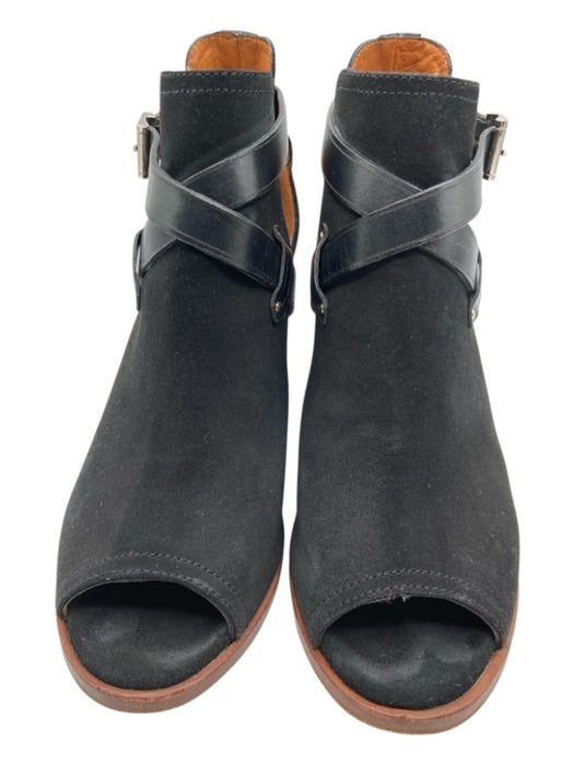 Ariat Shoe Size 8 Black & Brown Leather Suede Open Toe Block Heel Booties Black & Brown / 8