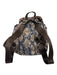 Tumi Brown & Blue Nylon Drawstring Flap Top Snakeskin Print Backpack Bag Brown & Blue