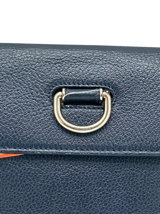 Burberry Navy blue & Cream Goat Leather Flap Top Toggle Close Pouch Inc. Bag Navy blue & Cream