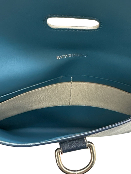 Burberry Navy blue & Cream Goat Leather Flap Top Toggle Close Pouch Inc. Bag Navy blue & Cream