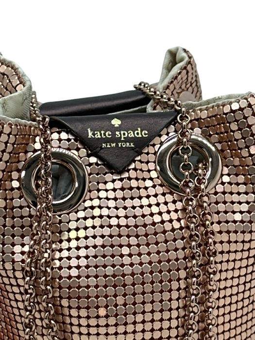 Kate Spade Rose Gold Aluminium Mesh Metallic Pouch Shoulder Bag Rose Gold