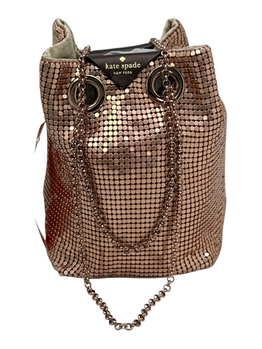 Kate Spade Rose Gold Aluminium Mesh Metallic Pouch Shoulder Bag Rose Gold