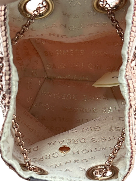 Kate Spade Rose Gold Aluminium Mesh Metallic Pouch Shoulder Bag Rose Gold