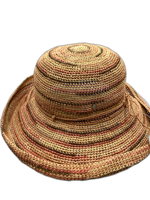 Helen Kaminski Beige & Multi Raffia Woven Curved Hat Beige & Multi / One Size