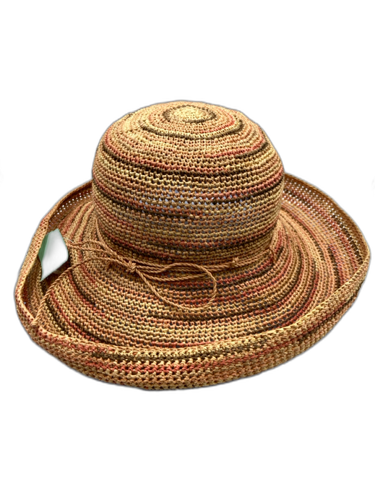 Helen Kaminski Beige & Multi Raffia Woven Curved Hat Beige & Multi / One Size