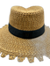 Eric Javits Beige Straw Blend Woven Sun Hat Fedora Hat Beige / One Size